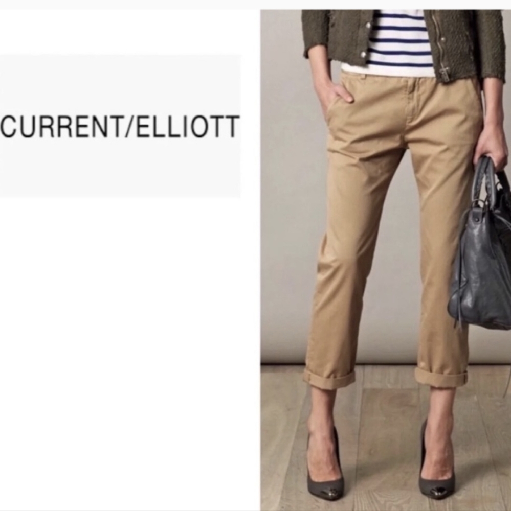 Current/Elliott Khaki The Captain Trousers - Size 28